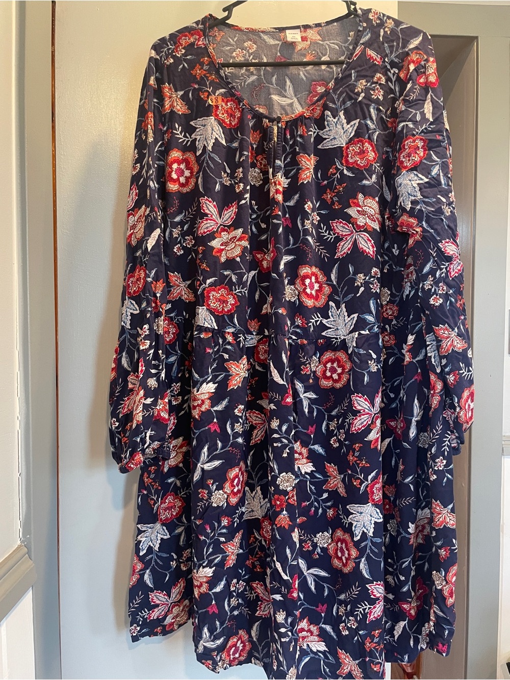 Old Navy Navy Floral  dress with Pink & Cream Accents size XXL